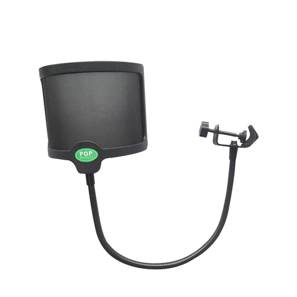 Pop Filter U Windscreen Microphone Shield Double Layer Metal Mesh Adjustable Singing Casting Streaming Recording