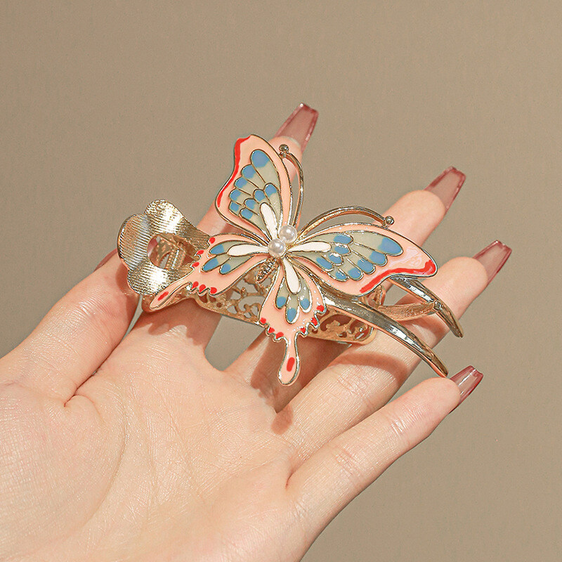 MJartoria Butterfly Hair Claws Hairpin Simple Metal Grabs Hair Clip for Women Temperament Hair Accessories Horsetail Headwear