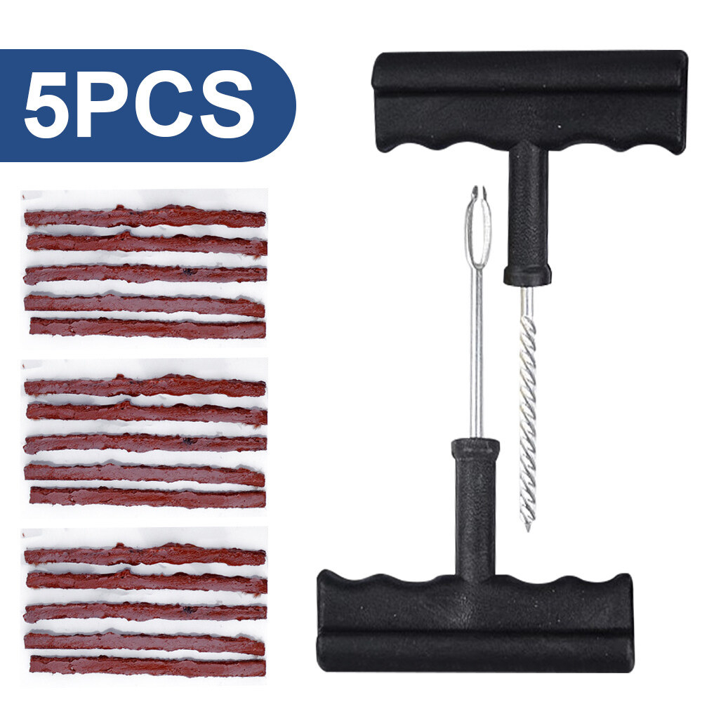 Car Tire Repair Tools Kit with Rubber Strips Tubeless Tyre Puncture Studding Plug Set for Truck Motorcycle
