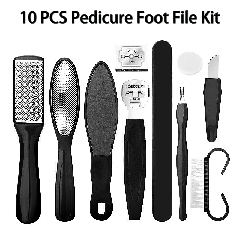 8PCS / 10PCS Professional Pedicure Tools Set, Foot files Callus Remover for Feet Foot Care Kit with Nail File Hard Skin Remover Pedicure kit for Cracked Heels and Dead Skin Callus Shaver for Men Women