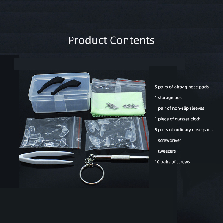 【SG Seller】【HOMY】Sunglasses Myopia Glasses Reading Glasses Airbag Nose Pad Storage Box Non-slip Cover Glasses Cloth Normal Nose Pad Screwdriver Tweezers Screw Fitting Combination Set ,HOMY-ACC-011