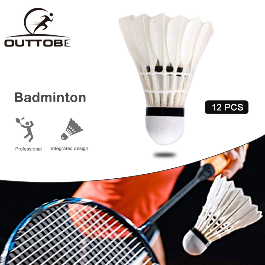 Outtobe 12PCS or 6 PCS Badminton Shuttlecocks, Goose Feather Shuttlecocks Stable & Durable Sports Training Badminton Balls for Indoor Outdoor Game