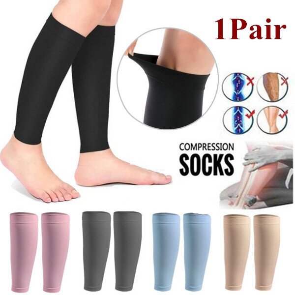 Dream Hunter Sport 1 Pair Calf Protection Warmer Elastic Compression Stockings Unisex Solid Shin Guards Soccer Football Protective Leg Calf Sleeve