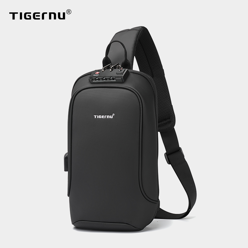 【NEW】Tigernu RFID Anti-theft with  Lock for 9.7 inch iPad Sling bag men with USB Charging port T-S8102