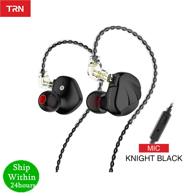 TRN VX 1DD 6BA Metal Headset Hybrid Units In Ear Earphones Monitor HIFI Earbuds Noise Cancelling Earphones TRN V90 BA5 V20 ZSX
