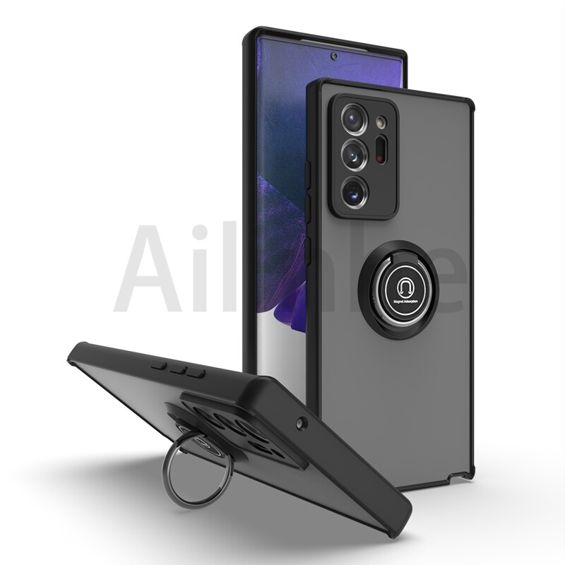 For Samsung Galaxy S8 S9 S10 Note 8 9 10 20 Plus Lite Ultra S10E Case Skin Feel Matte Hard Translucent Camera Lens Protection Phone Case Slim 360 Magnetic Stand Ring Phone Cover