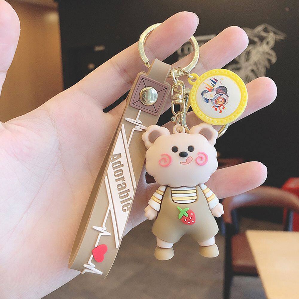 HUIHEYU Exquisite Cute Bear Bunny Doll Key Holder Car Key charms Couple Gift Blush Animal Keychain Wristlet Keychain Bag Ornaments Backpack Pendant