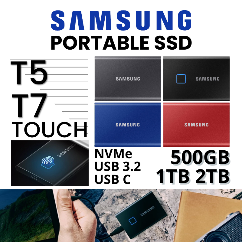 Best Price! Samsung T5 / T7 /T7 Touch External Portable SSD (500GB / 1TB / 2TB)