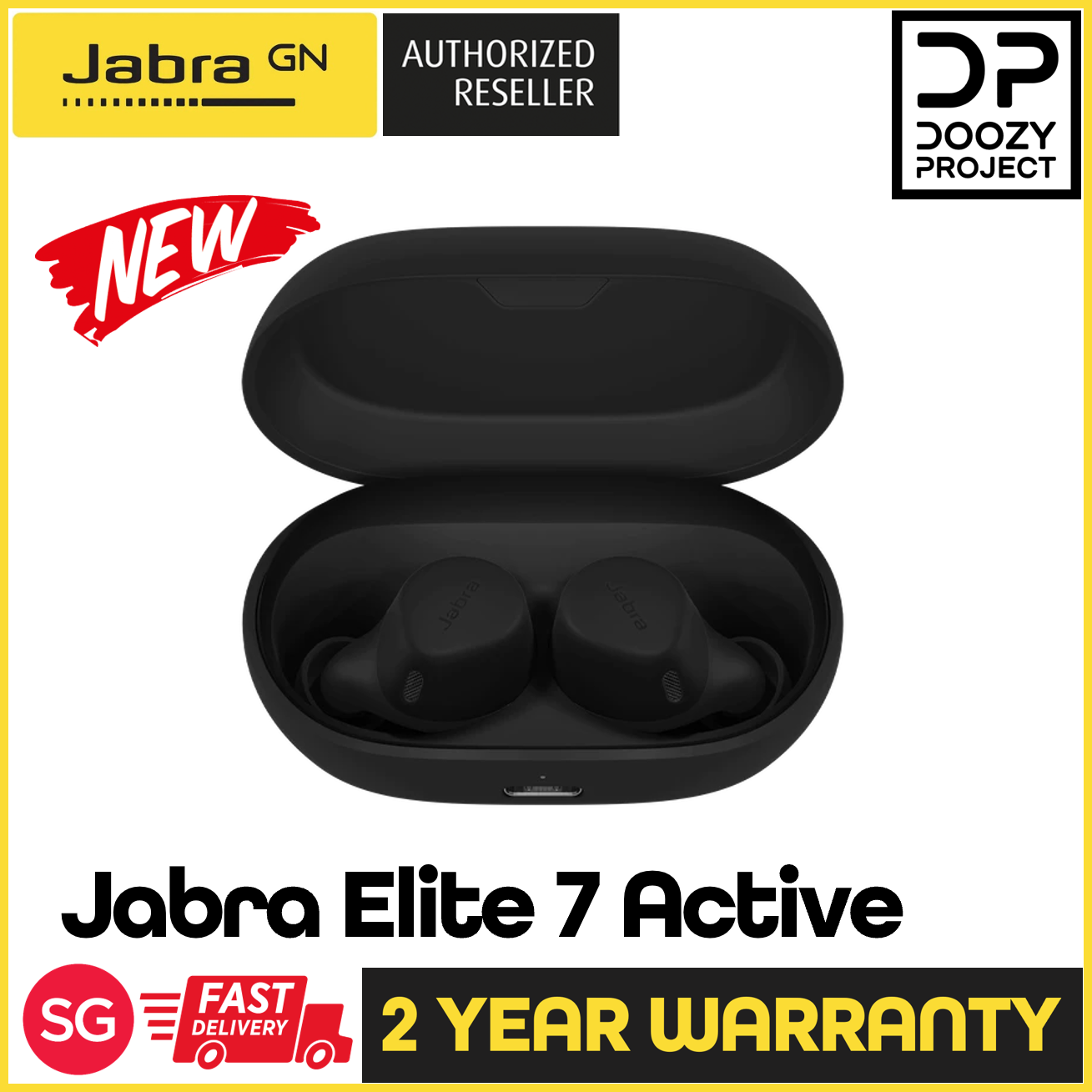 Jabra Elite 7 Active - True Wireless Sports Ear Buds with Jabra ShakeGrip for the ultimate active fit and Adjustable Active Noise Cancellation (2 Years Official Warranty)