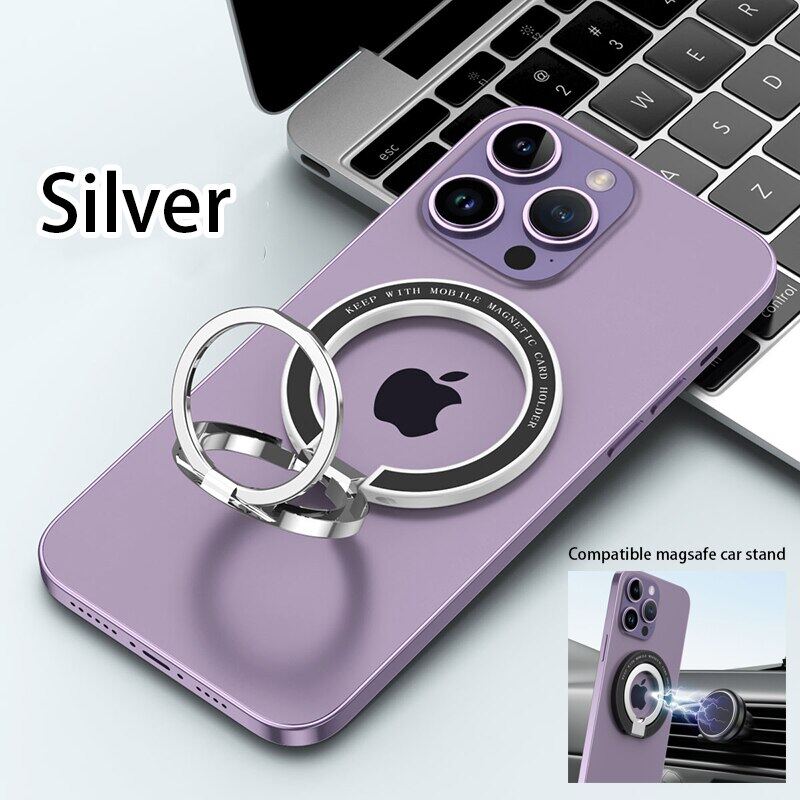 KISSCASE 360° Rotatable Foldable Magnetic Cell Phone Ring Holder Compatible For iPhone 14 Pro Max Plus 13 12 Series MagSafe Ring Buckle Removable Cell Phone Metal Bracket Grip Kickstand