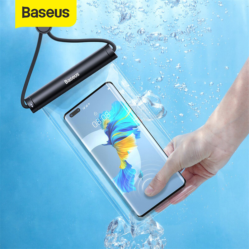 Baseus Waterproof Phone Pouch Bag for iPhone12Promax 11 Pro Max XS Mobile Phone Transparent Slip Cover Phone Case Bag For Drift Diving Surfing Support 7.2 inches Max