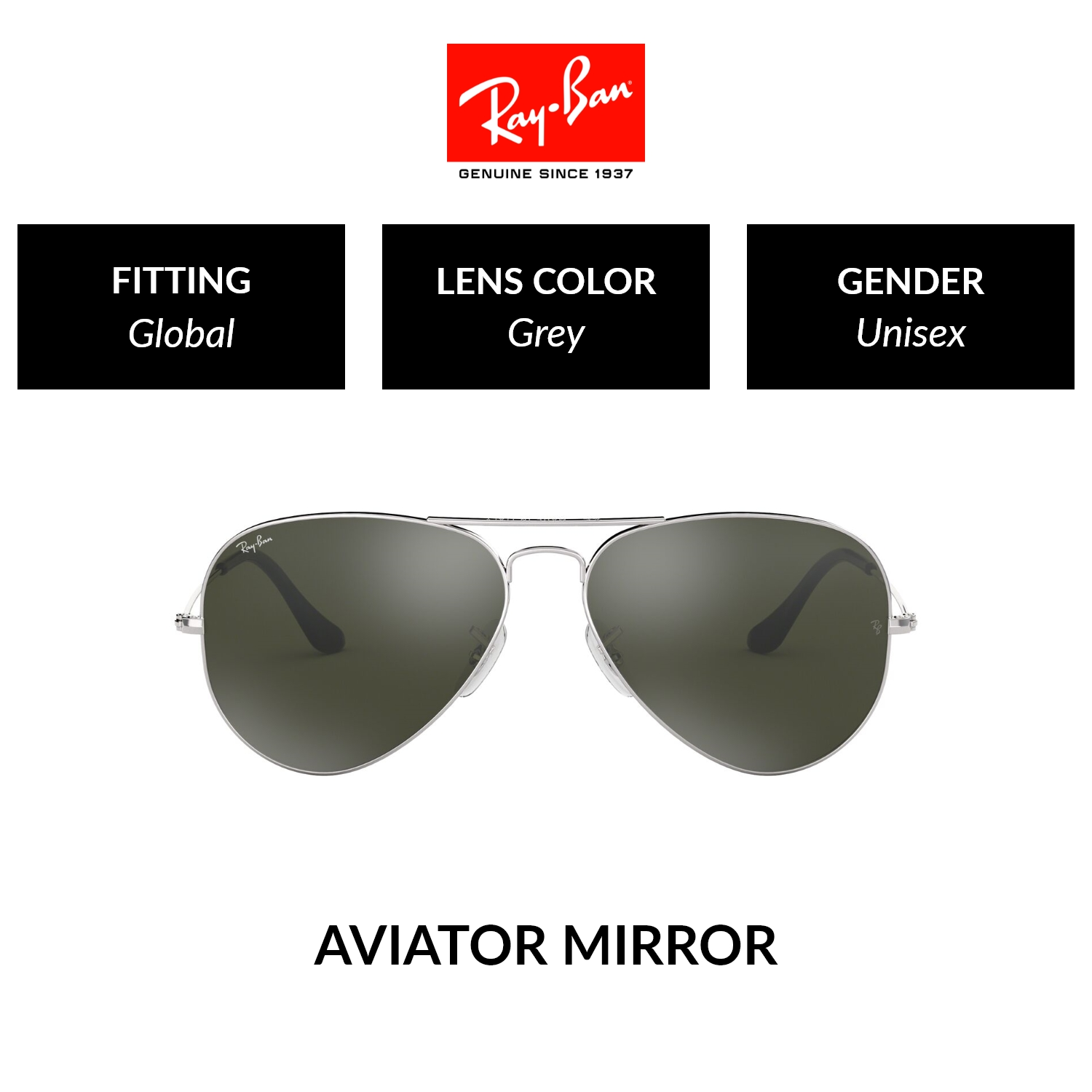 Ray-Ban AVIATOR LARGE METAL  RB3025 W3277  Unisex Global Fitting   Sunglasses  Size 58mm