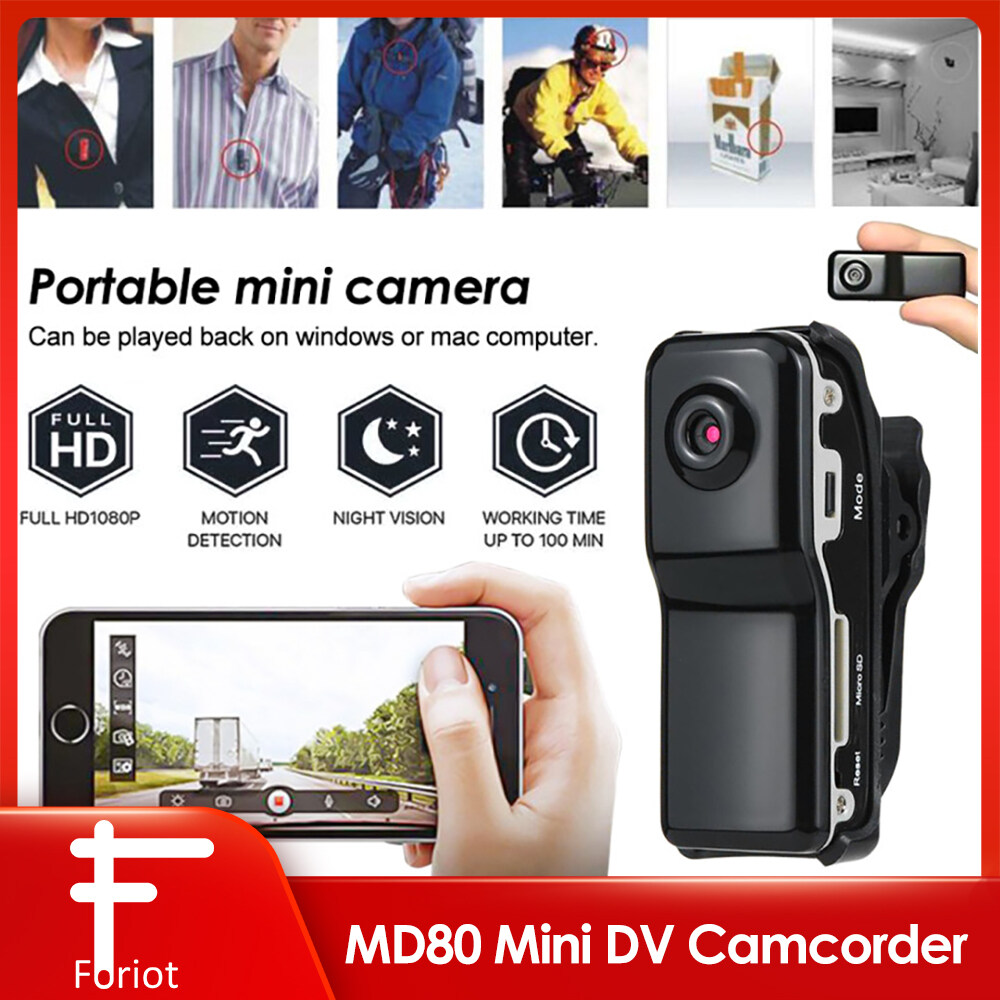 【Ready Stock】Original HD MD80 Mini DV Camcorder DVR Video Camera Webcam Support 16GB HD Cam Sports Helmet Bike Motorbike Camera Video Audio Recorder  camera  in cr mini camera connect to phone  camera