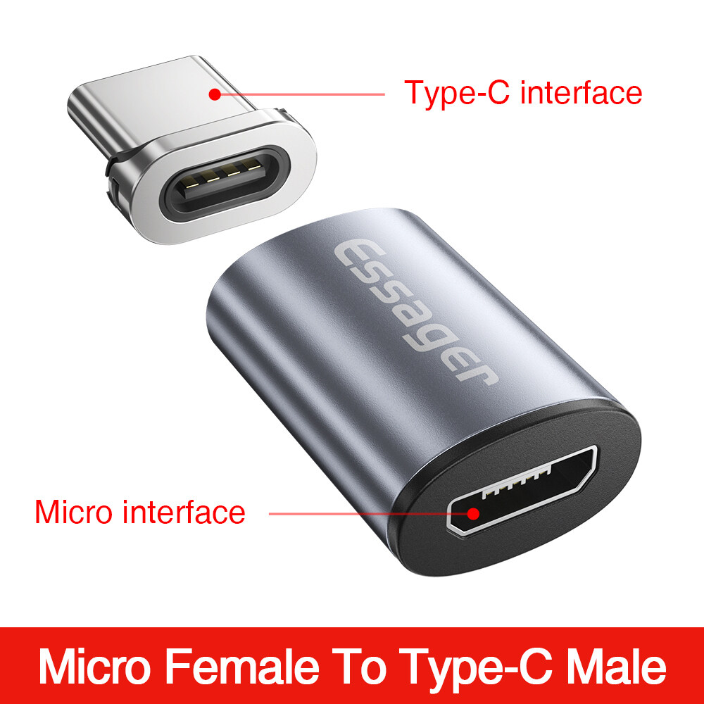 Essager Magnetic Micro USB Adapter Compatible with iPhone Samsung Xiaomi Micro USB Female To Type C Male Cable Magnet Converters Connector