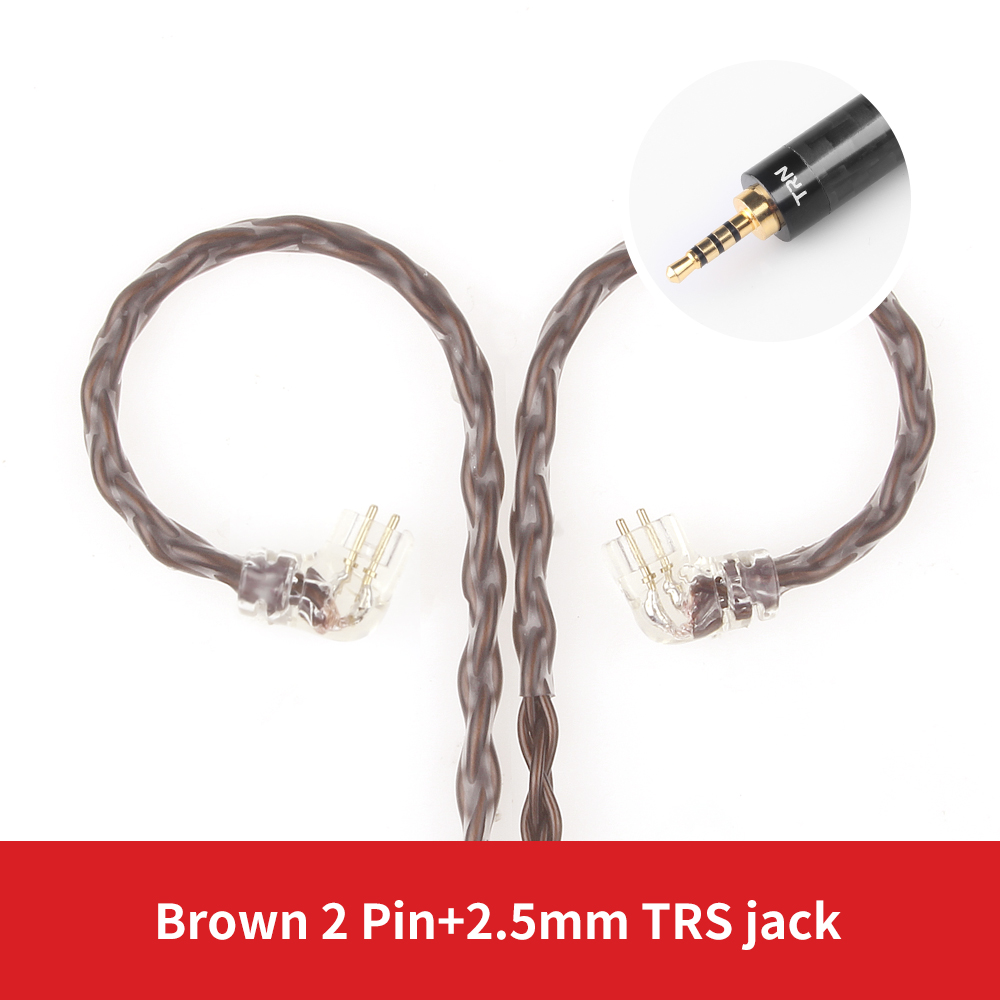 TRN T2 16 Core Silver Plated HIFI Upgrade Cable3.5/2.5mm Plug MMCX/2Pin Connector Earphones Cable  brown For TRN VX V80 V30 AS10 IM2 BT20S C16 C10 V90 V10 S2 T2 AIR KING BQ3 T3 ca16