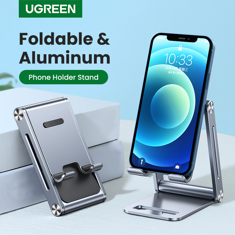 UGREEN Aluminum Phone Stand Cell Phone Adjustable Desk Phone Holder for iPad iPhone 12 Pro Max SE XR XS Samsung Galaxy S20 S10 S9 S8 S7 S6 for 4.7-7.9 Inch Phone