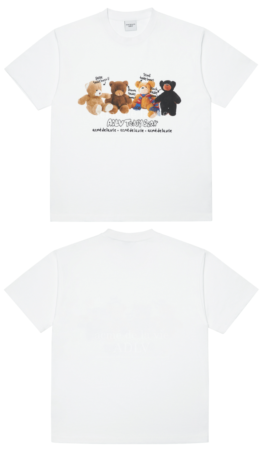 [acme de la vie] ★With the HiddenTag OVERSIZED★ TEDDY BEAR DOLL FRIENDS MUSHROOM COLLAGE DAISY CHICK COLLAGE ADLV SHORT SLEEVE T-SHIRT