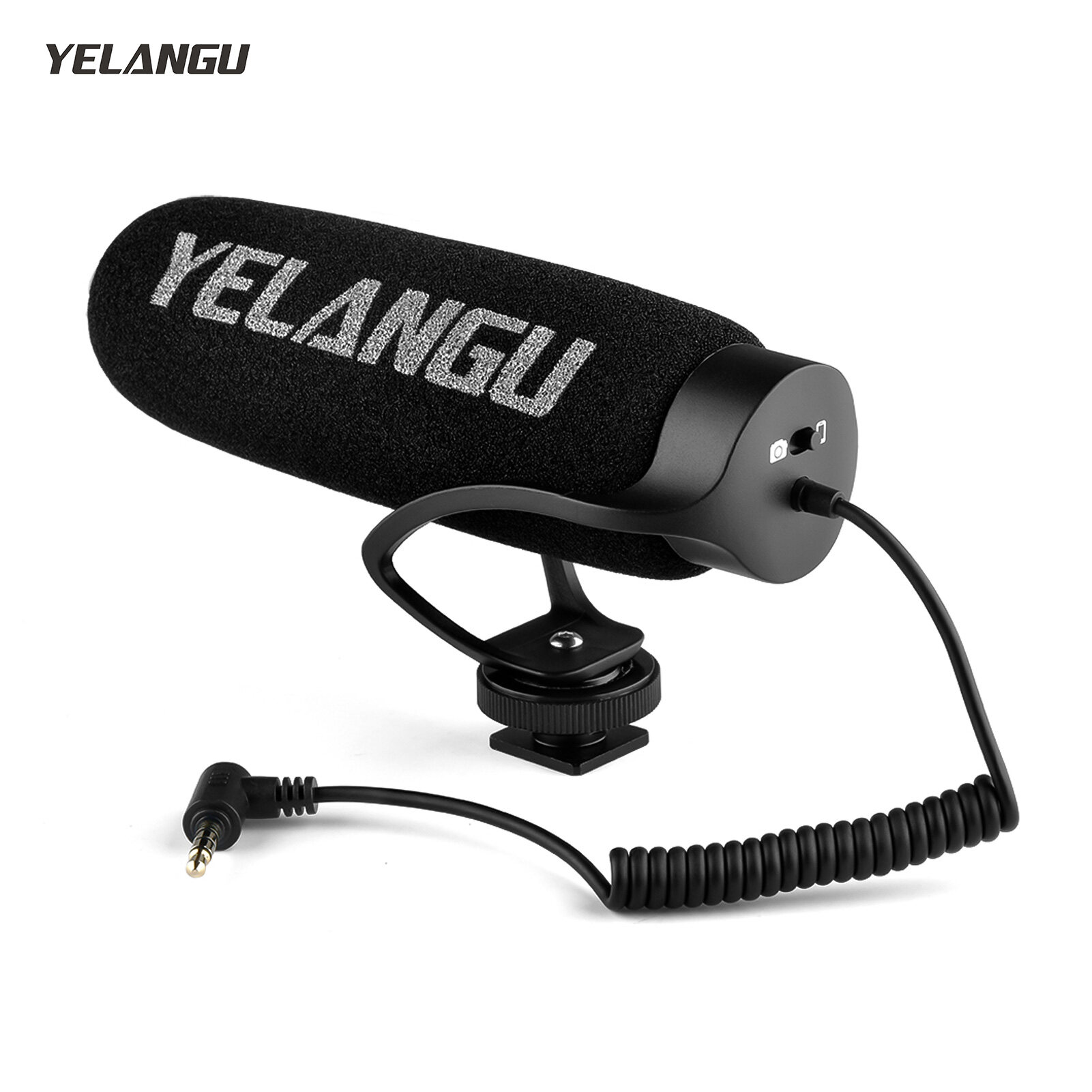 YELANGU MIC08 On-camera Condenser Microphone Noise-reduction Video Mic with Intergrated Shock Mount 3.5mm TRRS Cable Universal for Camera Smartphone Vlog Video Making Interview
