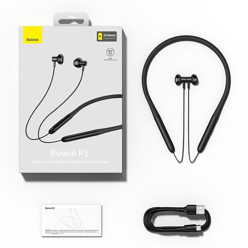 Baseus Bowie P1 Neck Wireless Bluetooth 5.2 Earphones Sports Running Headset Waterproof Sport Earbuds, 25h Battery Life