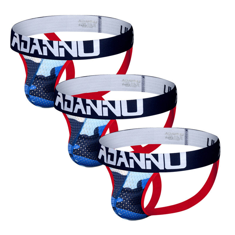 CMENIN ADANNU 3Pcs Mesh Floral Soft Men Underwear Thong Men จ็อกสแตรป U Convex Jockstrap Mens Thongs G strings Man AD186