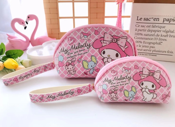 ? Christmas Gifts Coin Cosmetic Pouch Hello Kitty Cinnamon Twin Star Purin ? PU Leather Present Cinnamon Kuromi Doraemon Birthday Present Tsum Tsum Summiko Badtz Maru Travel Organizer Zip Pouch