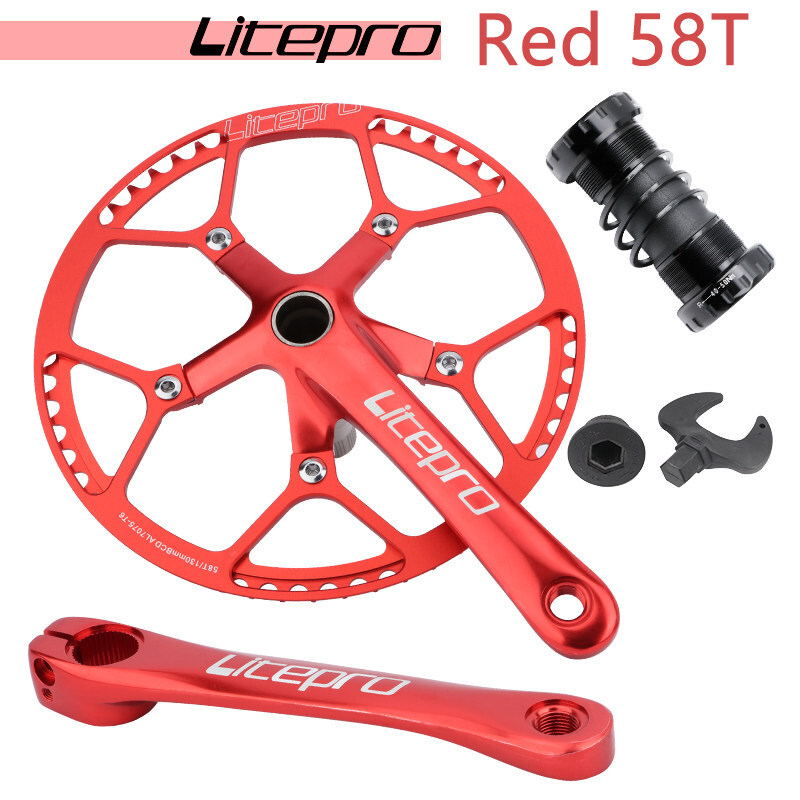 LP Litepro Folding Bike Crank Aluminum Alloy hollow crank set 45/47/53/56/58T 130BCD BMX Crank Arm
