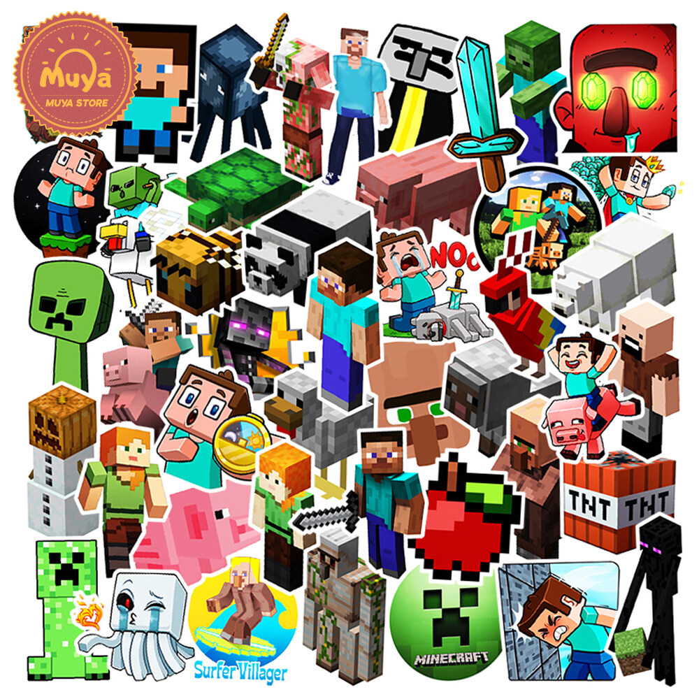 MUYA 50pcs Minecraft Stickers Explosion Games Cartoon Graffiti Vinyl Stickers for Laptop Journal Waterproof Decal
