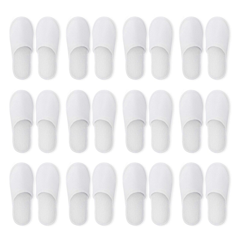 Disposable Slippers,12 Pairs Closed Toe Disposable Slippers Fit Size for Men and Women for Hotel, Spa Guest Used, (White)