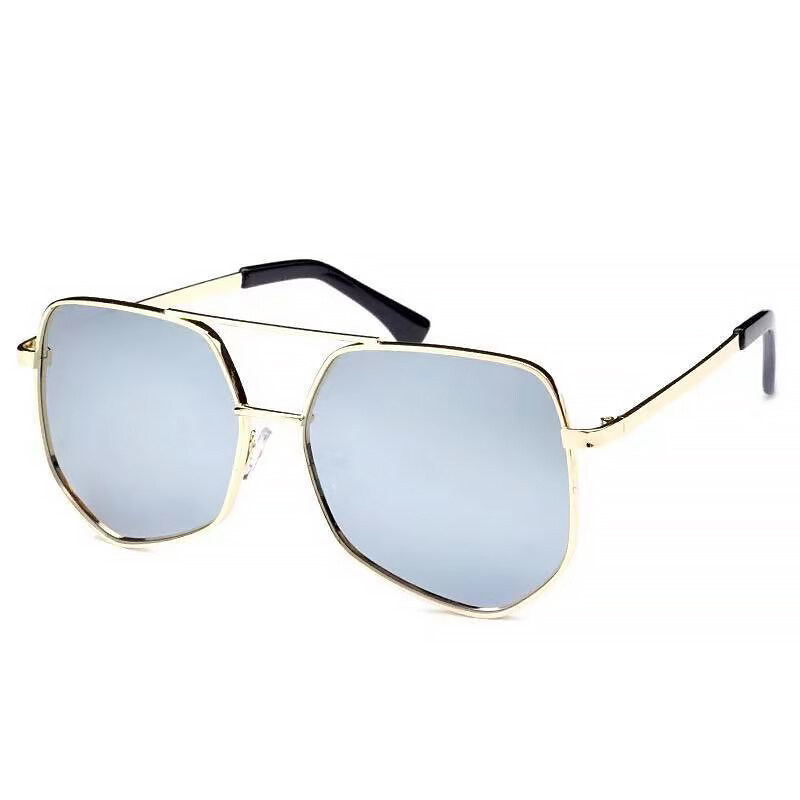 Sunglasses Fashion Metal Shades for Women Sun glasses Gray Polygon Colorful Reflective Sunglasses PTQ